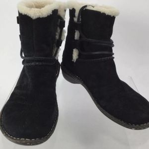 Sz 8 / Eur 39 Ugg Black Suede Lace Up Boots Excellent Pre Loved